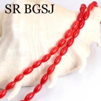 4x8mm forma de arroz oliváceo rojo Natural mar bambú Coral suelto DIYJewelry hacer cuentas de semillas hebra 15" - details 4