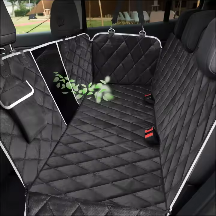 Funda para asiento de coche impermeable, con ventana de malla y bolsillo, portaobjetos, antideslizante y antiarañazos - 1