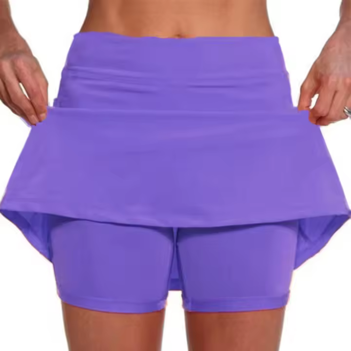 Pantalones cortos de falda deportiva informal de cintura media de color sólido a la moda para mujer - 1