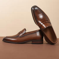 Primera capa de cuero de vaca, zapatos perezosos de un pedal, zapatos casuales de cuero, mocasines. - details 15