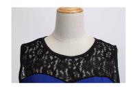 Lace patchwork summer women a line elegant vintage party dress with belt - details 8