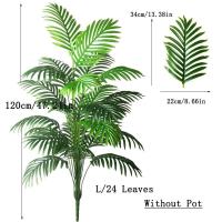 Árbol artificial de 90-120 cm, planta falsa tropical, hojas de palma de plástico verde, ramas grandes utilizadas para el jardín del hogar - details 4