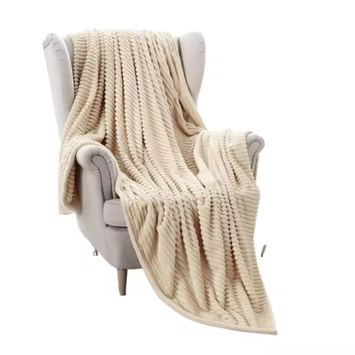 Manta de terciopelo, mantilla grande de franela para sofás, mantas grandes de pana, ligeras y cálidas, felpa para niño, mascota, cama, habitación, dormitorio, 1 pieza, 220x240 cm, color beige - 1