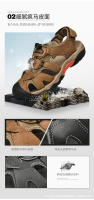 Sandalias de hombre de verano de cuero genuino |   Punta cerrada, suela gruesa antideslizante, diseño ajustable para exteriores – tallas 38–48 - details 7