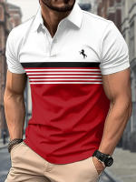 Polo Rayas Casual para Hombre Camisa Botón Abajo Solapa t Camisa Casual Comfort - details 5