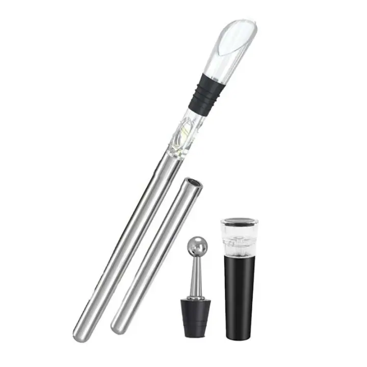 Decantador de botellas con varilla de enfriamiento 4 en 1, accesorios de acero inoxidable para entusiastas del vino masculinos y femeninos - 1