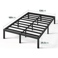 150x190 cm - Altura 36 cm con almacenamiento debajo de la cama - Estructura de cama de plataforma de metal con soporte de listones de acero - Negro - details 15