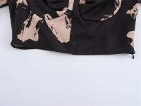 OUWU- Top corto de manga abombada con cuello cuadrado para mujer con estampado floral abstracto para primavera verano 2025, uso diario de moda. - details 7