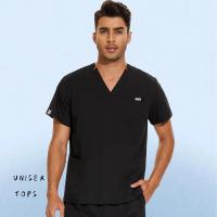 Uniforme para enfermería de Hospital, Tops para cirugía, camisas de manga corta para mujer, ropa de trabajo para clínica Dental, blusa de enfermera, ropa de médico negra - details 14