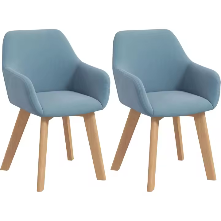 2 Sillas de Comedor Modernas Sillas de Cocina Tapizadas en Terciopelo con Respaldo Reposabrazos y Patas de Madera Carga 120 kg para Salón Dormitorio 54x57x80 cm - 1
