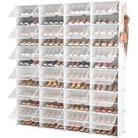 Mueble Plástico, 8 Niveles, 32 Pares de Zapateros, Organizador Portátil, Zapatero Que Ahorra Espacio, para Armario, Entrada, Dormitorio, Pasillo (Blanco, 2 x 8) - details 16
