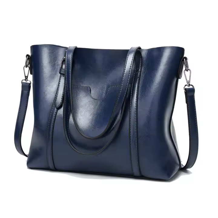 Bolsos de mujer de elegante cuero vintage de gran capacidad, bolsos de mano, bandoleras, bandoleras cruzadas, moda, cuero suave, casual - 1