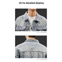 Chaqueta vaquera holgada informal de estilo americano para parejas, prendas de vestir exteriores con diseño de estampado Vintage a juego, colección de moda de otoño para hombres - details 7