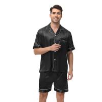 Conjunto de Pijama de Manga Corta para Hombre de Talla Grande Pantalones Cortos de Satén, Ropa de Dormir Fresca, Traje de Pijama Informal de Verano - details 17