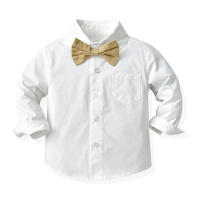 Nuevo traje para niños, camisa de algodón de manga larga con cuello vuelto, mono, conjunto de dos piezas, estilo coreano - details 2