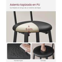 Taburetes de Bar Juego de 2, Tapizados de PU, Taburete Alto con Reposapiés, Montaje Sencillo, Industrial para Cocina, Comedor Marrón Rústico y Negro - details 4