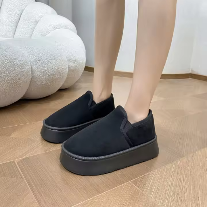 Botas de nieve de suela gruesa de terciopelo de invierno, zapatillas de algodón, zapatos cálidos y esponjosos - 1