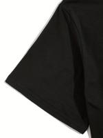 Camiseta gráfica de algodón negro para hombres - Manga corta, diseño de planeta y estrellas, impresión "Esforzándonos por la excelencia en la exploración", ropa deportiva cómoda y transpirable, 100% algodón, lavable a máquina, camiseta elegante - details 24