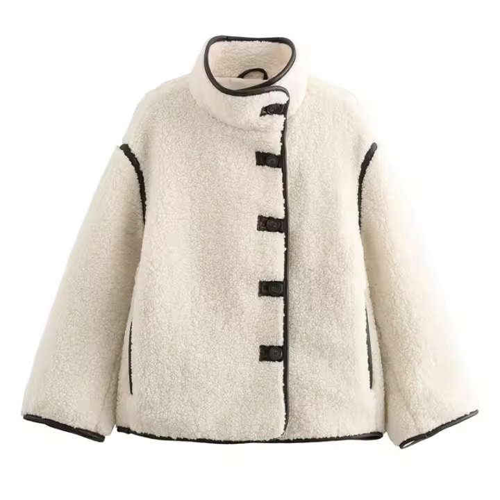 - Chaqueta cálida para mujer, manga gruesa, redonda, N t, un solo botón, moda, invierno, 2024 - 1