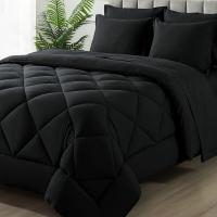 Juego de edredón Reversible, ropa de cama suave de 200gsm, color negro, para todas las estaciones, 7 piezas - details 4