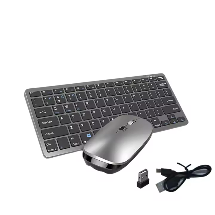 Kit de teclado y ratón inalámbricos, teclas combinadas Bluetooth recargables de 2,4G para IOS/Android/teclado gris - 1