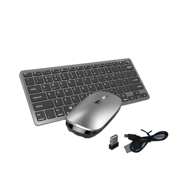 Kit de teclado y ratón inalámbricos, teclas combinadas Bluetooth recargables de 2,4G para IOS/Android/teclado gris - 1