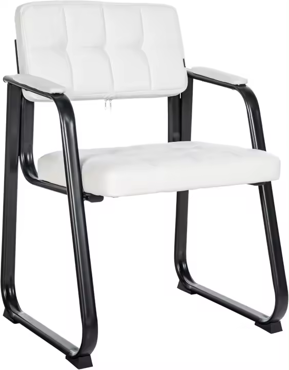 B Tapizada En Cuero Sintético I Silla De Espera con Reposabrazos I Silla Confidente con Base De Metal I Color:, Color:Negro - 1