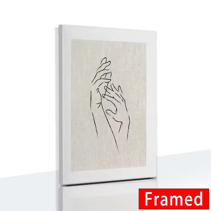 Cuadro Abstracto en Línea Gris Verde para Arte de Pared Minimalista Pintura Nórdica con Marco Poster Decoración Moderna para Sala de Estar Marca DHROOM Material Lienzo - 1