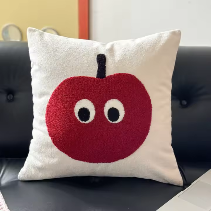 Funda de almohada moderna lavable estilo crema, funda de almohada cuadrada cómoda de dibujos animados, funda de almohada suave bordada con toalla, decoración del hogar - 1