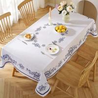 Mantel impermeable rectangular de primavera de verano, azul y blanco alternados, decoración de mesa de boda, hogar, cocina, restaurante - details 1