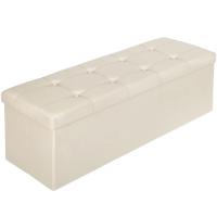 Taburete Plegable con Caja de Almacenamiento 110x38x38cm Taburete de Tipo PUF con Asiento de Cuero Sintético y Madera - details 8
