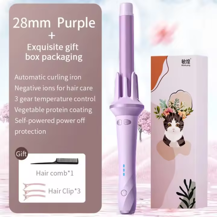 Rizador de pelo automático, pinzas de rizador de onda grande, rizadores de estilismo de aniones, varita rizadora giratoria antienredos para peinar el cabello - 1