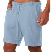 Pantalones cortos de lino para hombre, pantalones cortos de playa de algodón, pantalones cortos sueltos sólidos de moda de verano para hombre - details 3