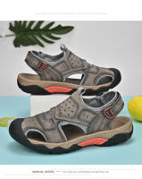 Sandalias de cuero genuino de verano para hombre, cómodas sandalias de playa para exteriores, zapatos romanos informales con punta anticolisión para senderismo y viajes - details 17