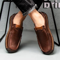 Zapatos De Cuero Hechos a Mano Para Hombre Mocasines Casuales Cómodos Zapatos Planos Para Exterior Caminar Talla Verdadera Para Adultos - details 9