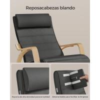 Mueble Ottoman de Madera de Abedul Mueble de Descanso Ajustable con 5 Posiciones, Carga Máxima de 150kg, Para Dormitorio, Salón Gris Claro y Natural - details 34