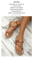 Sandalias de cuña bohemias con cuentas de madera y diamantes de imitación, cómodas y de talla grande para mujer, nueva moda 2025 - details 0