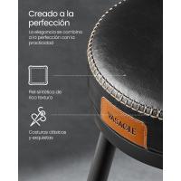 Juego de 2 Taburetes de Bar, Sillas Giratorias de Barra con Respaldo, Cuero Sintético con Costuras, - details 6