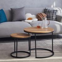 Conjunto de Mesa de Centro Redondo de Madera Tables de Café y Té-Claro - details 0