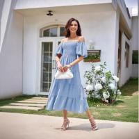 Vestido Plisado De Manga Corta para Mujer, Cuello Cuadrado, Moda De Verano Europeo Y Americano - details 7