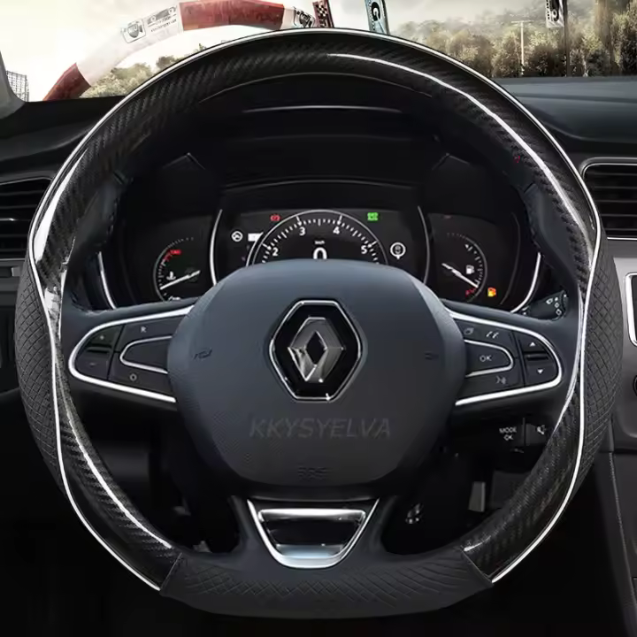 Funda de Volante de Coche de Cuero para Renault Scenic Clio Laguna Kangoo Fluence Megane Trafic Talisman Twingo Kaptur Producto Peligroso Normal - 1