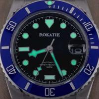 Reloj Automático ROKATIE 40mm NH35 Acero Inoxidable 904L Lujo de Negocios Luminoso Correa de Cuero - details 10