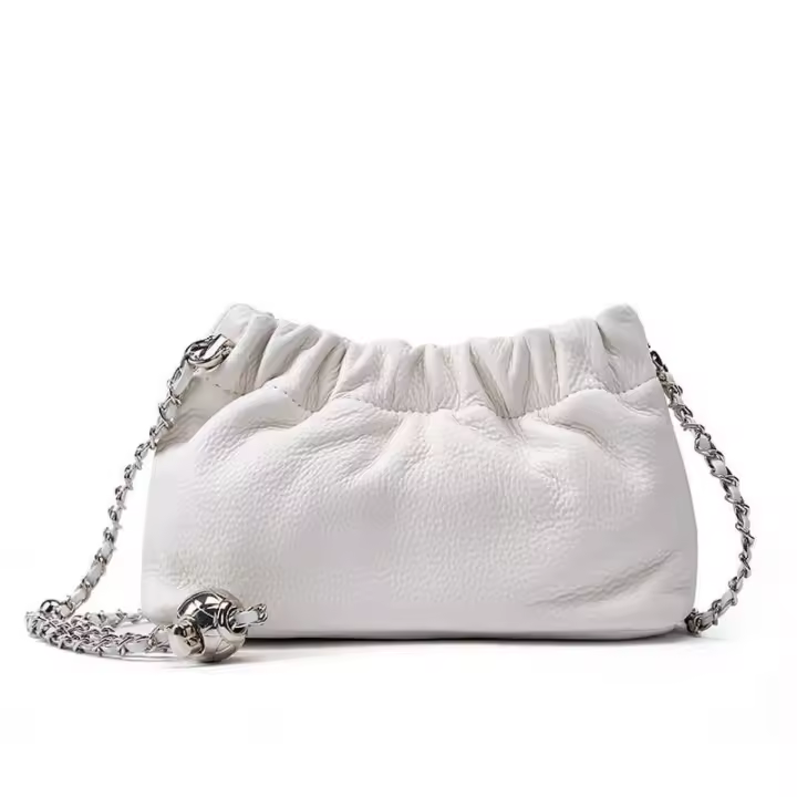 Bolso Cruzado de Cuero Genuino de Vaca Pequeño Bolso de Cadena con Tapa para Mujeres - 1