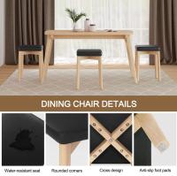 Silla de comedor de cocina de madera maciza, taburete de madera apilable con asiento cubierto de PU acolchado, silla tapizada para comedor, 2 uds. - details 7