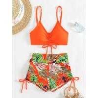 2025 Bikini traje de baño con cordón mujeres pantalones cortos de cintura alta traje de baño femenino acolchado traje de baño natación ropa de playa verano - details 55