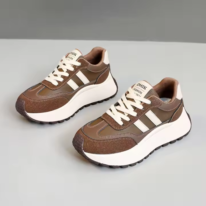 Zapatos Deportivos de Cuero con Parche de Moda para Mujeres Otoño 2024 - 1