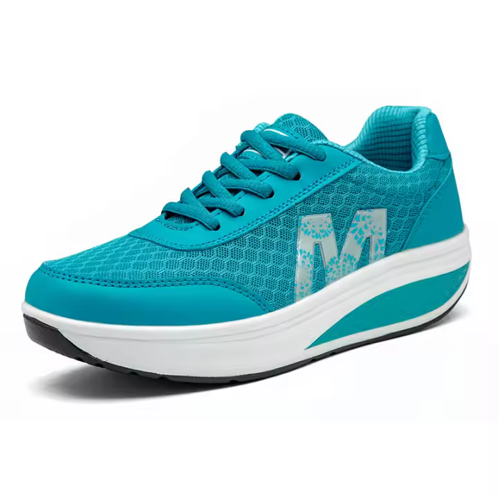 Zapatos deportivos de marca para mujer, zapatos tonificantes para aumentar la altura de 5 Cm, zapatillas de deporte con cuña, zapatos mecedores transpirables, zapatos con plataforma para sacudir - 1