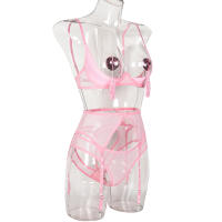 Conjunto de Sujetador Transparente con Borlas de Cuatro Piezas Lencería Sexy para Mujeres - details 8