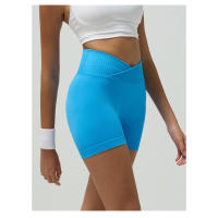 Pantalones bajos de yoga cintura cruzada elástica sin costuras para correr y andar en bicicleta - details 3