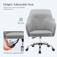 Silla de estudio, giratoria, altura ajustable, carga de 110 kg, marco de acero, tela de algodón-lino transpirable, para estudio, dormitorio, marrón OBG019K01 - details 13
